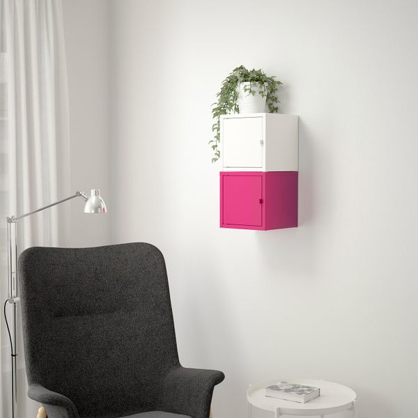 Комбинация для хранения, белый/розовый 25x50 см IKEA ЛИКСГУЛЬТ 492.486.55 - фото 2