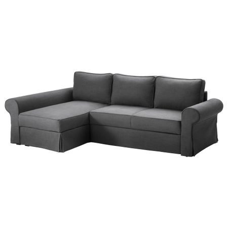 Диван-кровать с козеткой БАККАБРУ / МАРИЕБЮ, Сванби серый