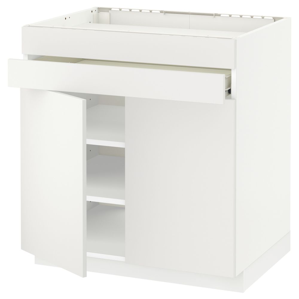 Напольный шкаф для варочной панели, 2 ящика, 2 фасада, 1 ящик МЕТОД / ФОРВАРА, белый, Хэггеби белый (80x60 см) - схема-чертеж с размерами