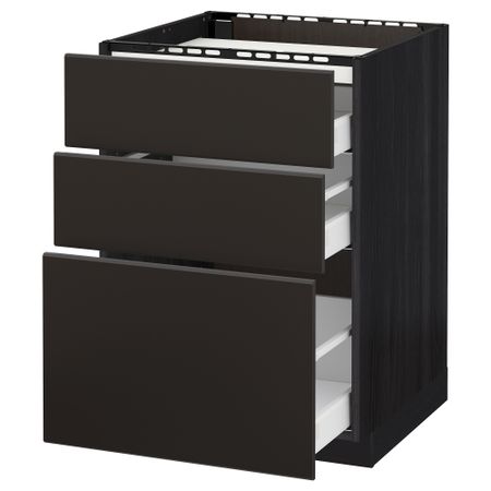 Напольный шкаф, 3 фронтальных панель, 3 ящика, 60x60 cm IKEA METOD МЕТОД, MAXIMERA МАКСИМЕРА 492.125.00