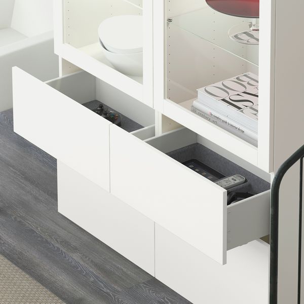 Комбинация для хранения + стеклянная дверцами, 120x40x128 см, Lappviken, Sindvik белый прозрачное стекло IKEA BESTÅ БЕСТО - схема-чертеж с размерами