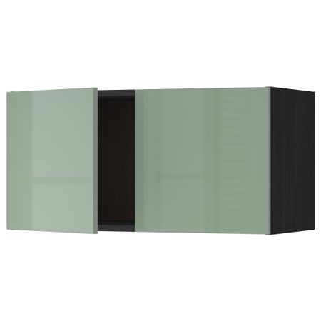 Навесной шкаф с 2 дверями МЕТОД, черный, Калларп светло-зеленый (80x40 см)