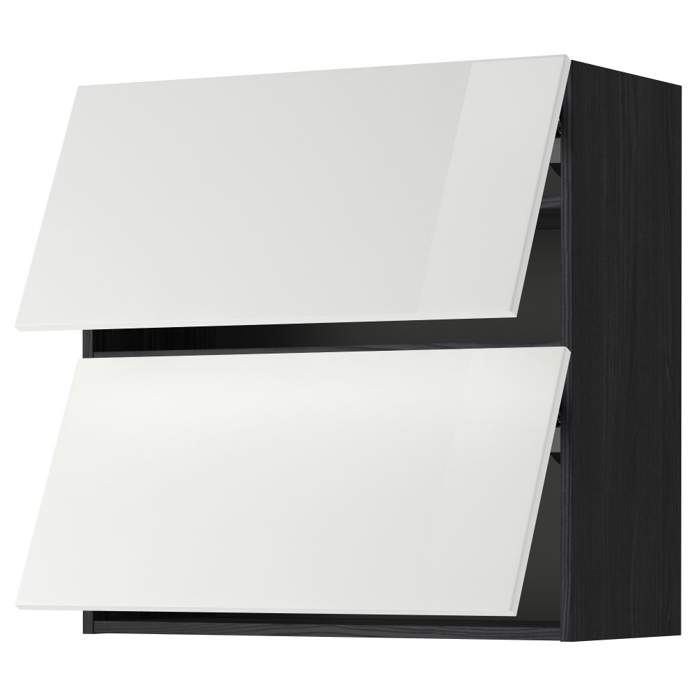 Навесной шкаф, 2 дверцы, горизонтальный МЕТОД, черный, Рингульт белый - схема-чертеж с размерами