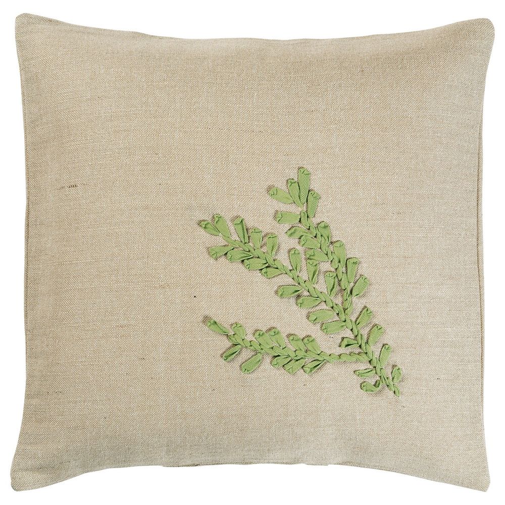 Чехол на подушку, бежевый лист, зеленый ручная работа 50x50 см IKEA БОТАНИСК 604.665.24 - фото 1