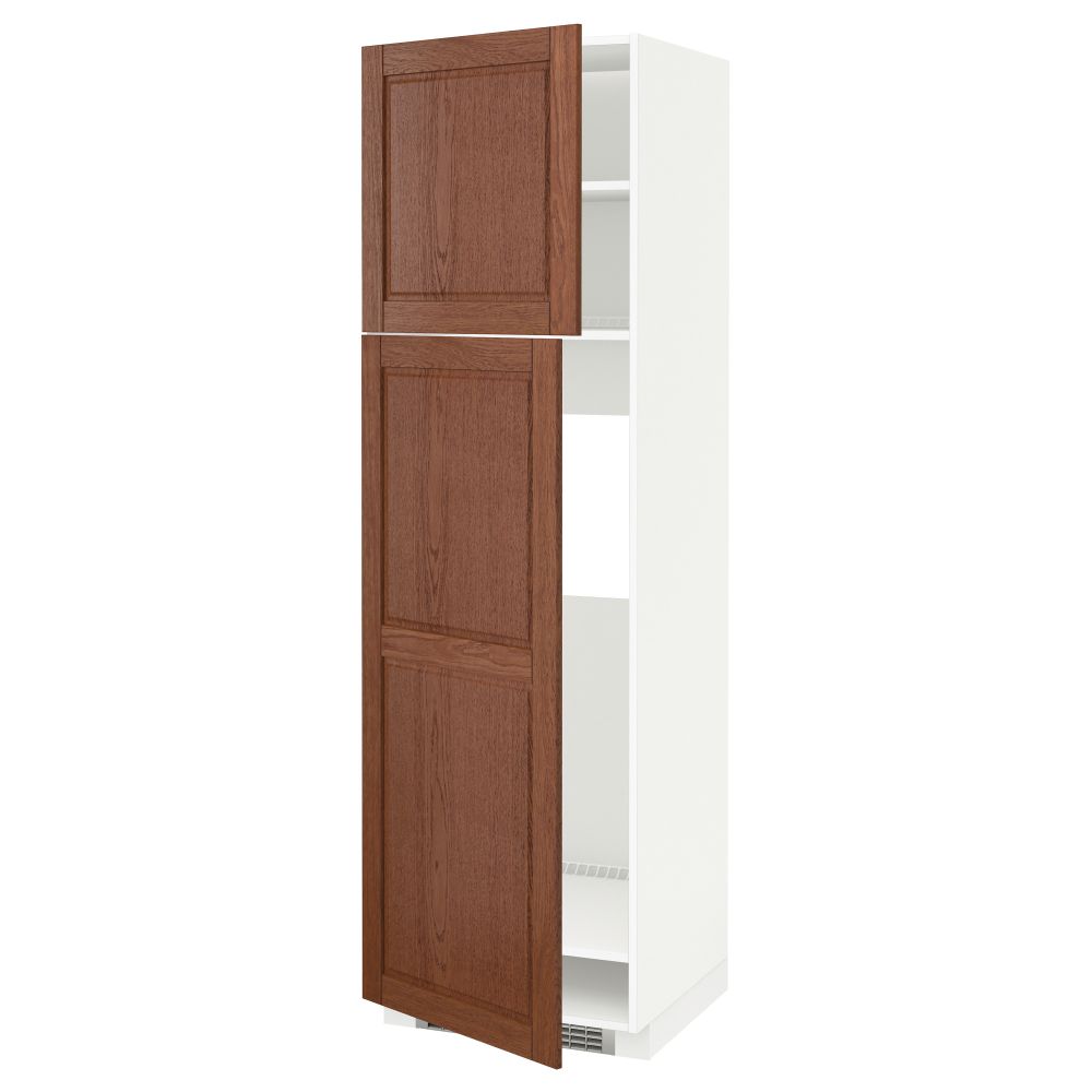 Высокий шкаф для холодильника, 2 дверцы МЕТОД, белый, Филипстад коричневый - схема-чертеж с размерами