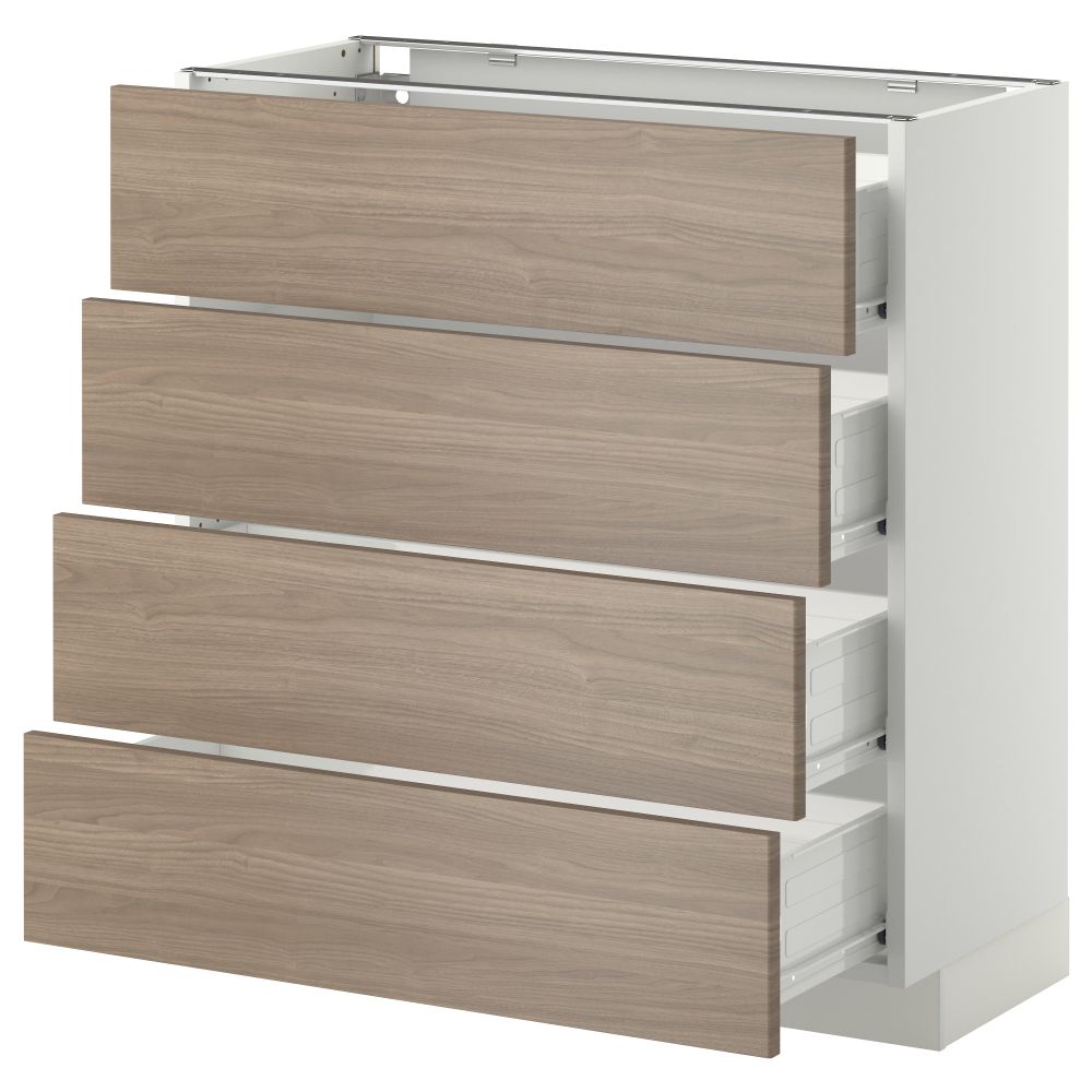 Напольный шкаф 4 фронтальных панели, 4 ящика МЕТОД / ФОРВАРА, белый, Брокхульт светло-серый - схема-чертеж с размерами