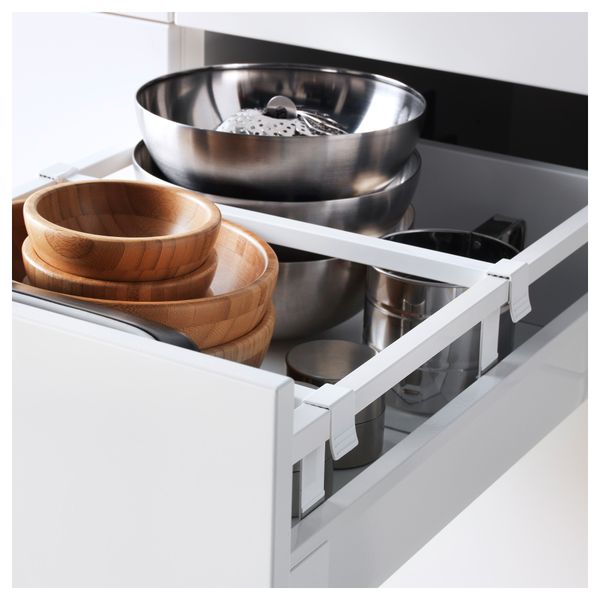 Высокий шкаф + полки, 4 ящика, 2 дверцы МЕТОД / МАКСИМЕРА, белый, Лаксарби белый - фото 3