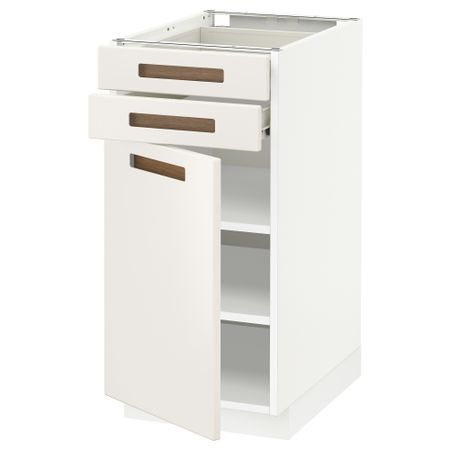 Напольный шкаф с дверцей, 2 ящиками МЕТОД / ФОРВАРА, белый, Мэрста белый