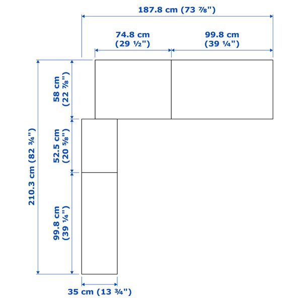 Гардероб угловой ПАКС, белый Тисседаль, Тисседаль стекло (210/188x236 см) - схема-чертеж с размерами
