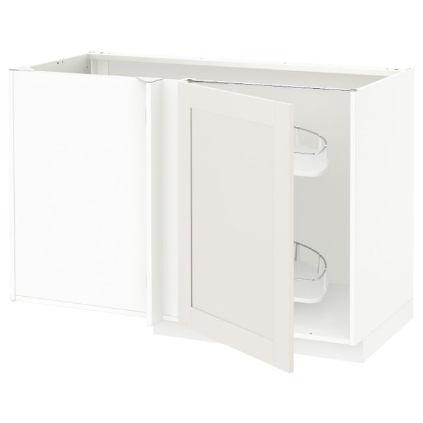 Угловой напольный шкаф с выдвижной секц, белый/Сэведаль белый 128x68 см IKEA METOD МЕТОД 292.232.36 - фото 1