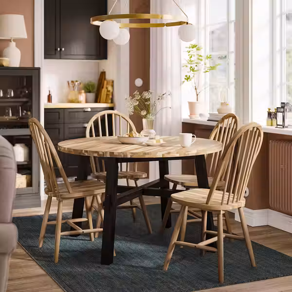 SKOGSTA Стол обеденный - акация/чёрный 120 см - фото 3