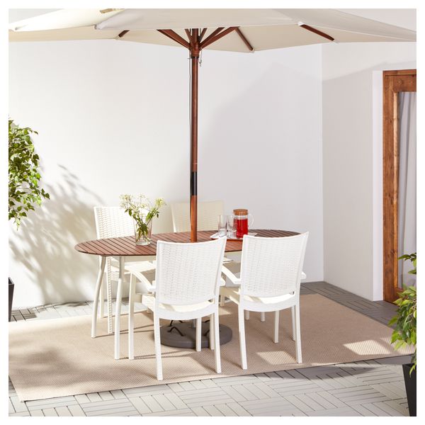 Стол + 4 кресла, для сада ВИНДАЛЬШЁ / ИННАМУ, белый, коричневая морилка - фото 2