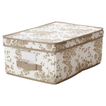 Коробка с крышкой, бежевый, белый цветок, 28x42x16 см IKEA ГАРНИТУР 903.804.54