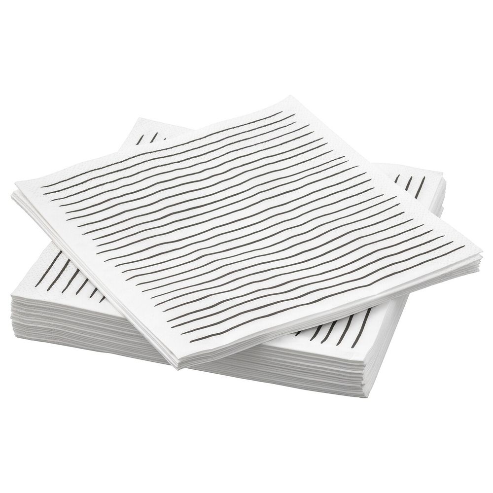 Салфетка бумажная, белый, в полоску, 33x33 см IKEA ИНБИТЕН 303.645.84 - фото 1