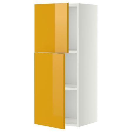 Навесной шкаф с полками, 2 дверцы МЕТОД, белый, Ерста желтый