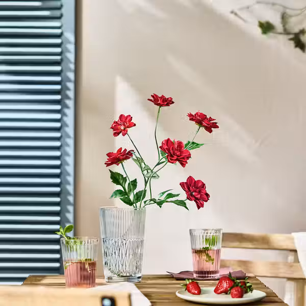 SMYCKA Цветок искусственный - д/дома/улицы Георгин/темно-розовый 66 см - фото 3