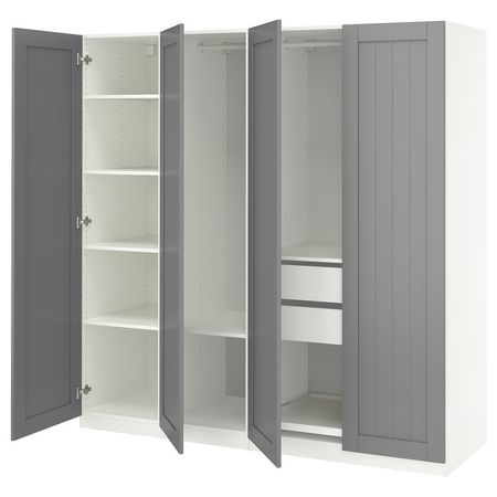 PAX / GULLABERG Гардероб, комбинация - белый/серый 200x60x201 см
