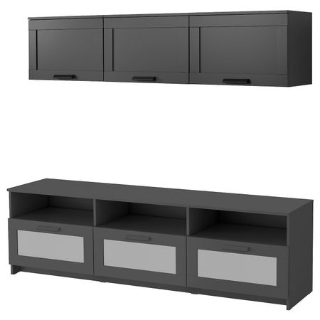 Шкаф для ТВ, комбинация, черный 180x41x190 см IKEA BRIMNES БРИМНЭС 893.968.37