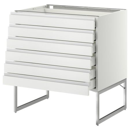 Напольный шкаф 6 фронтальных панелей, 6 нижних ящиков МЕТОД / МАКСИМЕРА, белый, Нодста белый