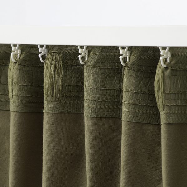 Затемняющие гардины, 2 шт., оливково-зеленый 140x300 см IKEA SANELA САНЕЛА 104.800.75 - фото 4