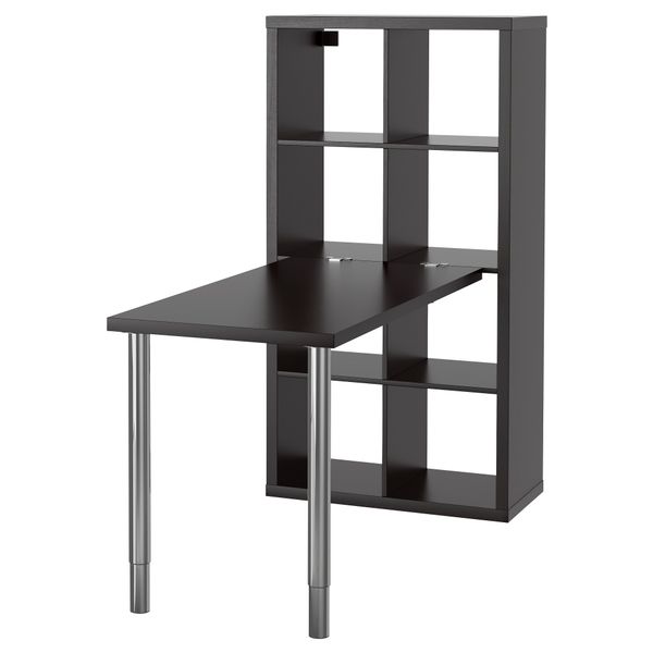 Стол, комбинация КАЛЛАКС, черно-коричневый, хромированный (77x147 см) - фото 1