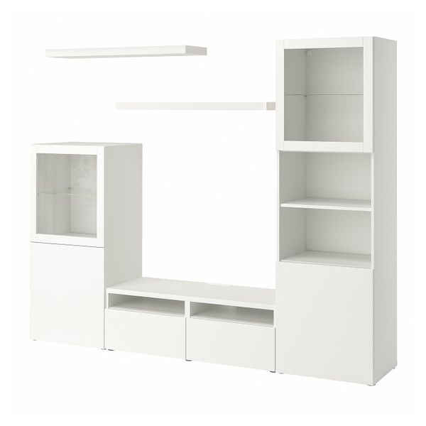 Шкаф для ТВ, комбинация, белый 240x42x193 см IKEA BESTÅ БЕСТО / LACK ЛАКК 993.987.46 - фото 1