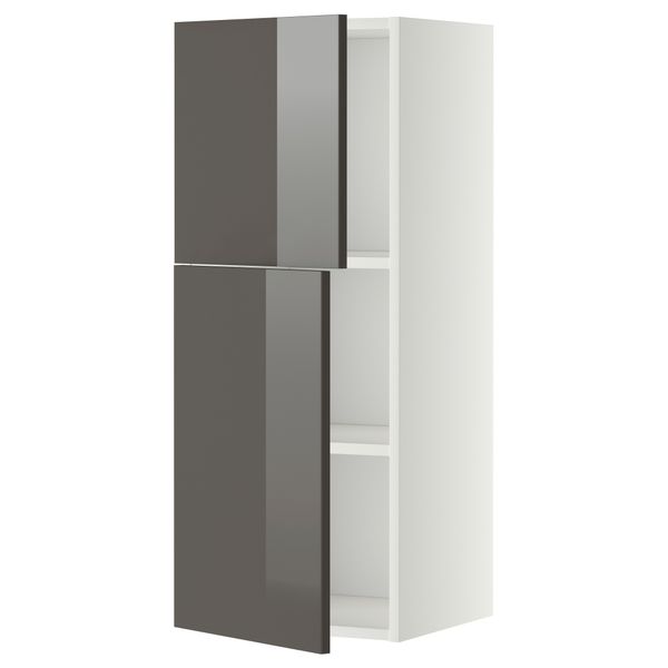 Навесной шкаф с полками, 2 дверцы МЕТОД, белый, Рингульт серый - схема-чертеж с размерами