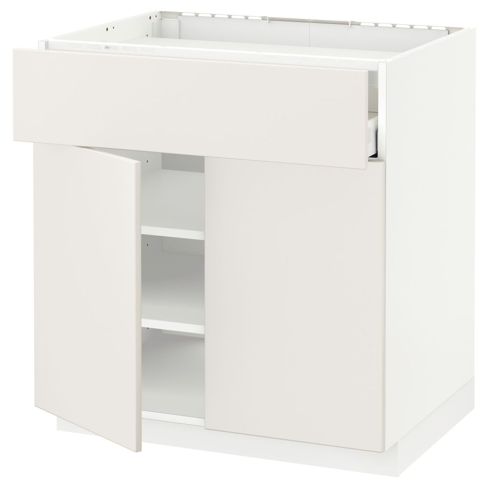 Напольный шкаф для варочной панели, ящик, полка, 2 дверцы МЕТОД / МАКСИМЕРА, белый, Веддинге белый - схема-чертеж с размерами
