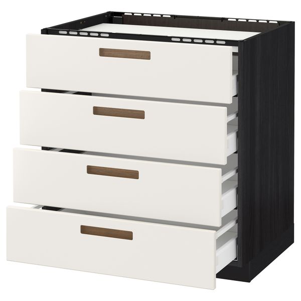 Напольный шкаф, 4 фронтальных панели, 4 ящика МЕТОД / МАКСИМЕРА, черный, Мэрста белый - схема-чертеж с размерами