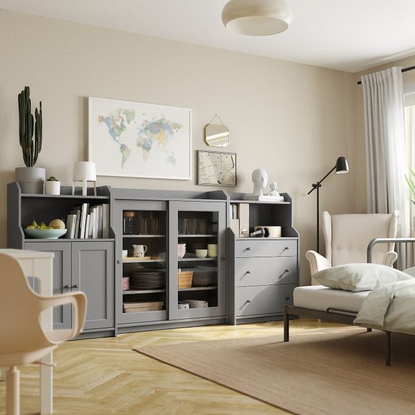 Комбинация для хранения, серый 244x46x116 см IKEA HAUGA ХАУГА 593.887.11 - фото 2