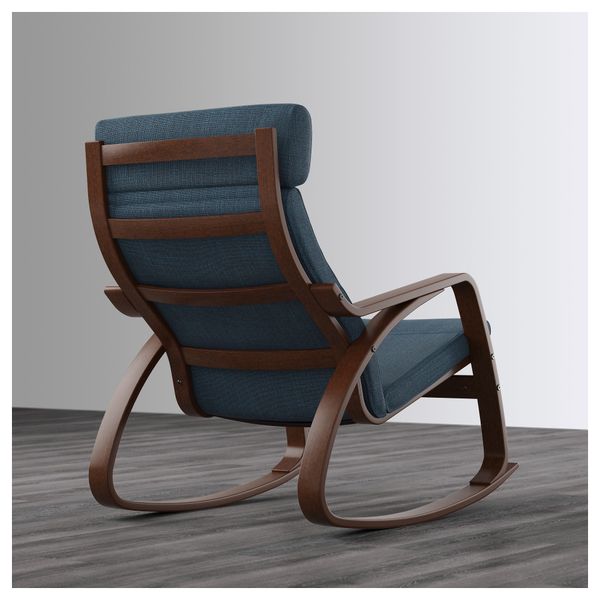 Кресло-качалка ПОЭНГ, коричневый, Хилларед темно-синий - схема-чертеж с размерами