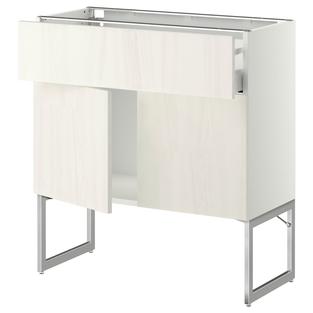 Напольный шкаф, полки, ящик, 2 двери МЕТОД / МАКСИМЕРА, белый, Росдаль белый - схема-чертеж с размерами