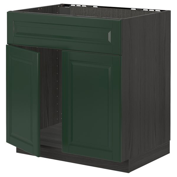 Напольный шкаф под мойку 2 дверцы, фронтальных пнл, черный/Будбин темно-зеленый 80x60 см IKEA МЕТОД 193.144.25 - схема-чертеж с размерами