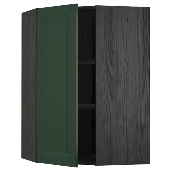 Угловой навесной шкаф с полками, черный/Будбин темно-зеленый 68x100 см IKEA МЕТОД 593.132.83 - схема-чертеж с размерами