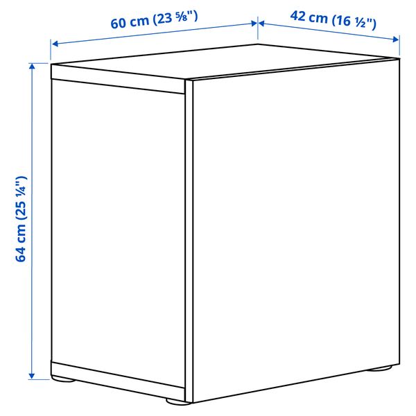 Стеллаж с дверью, белый, Sindvik светлый серо-бежевый, 60x42x64 см IKEA BESTÅ БЕСТО 994.292.86 - схема-чертеж с размерами