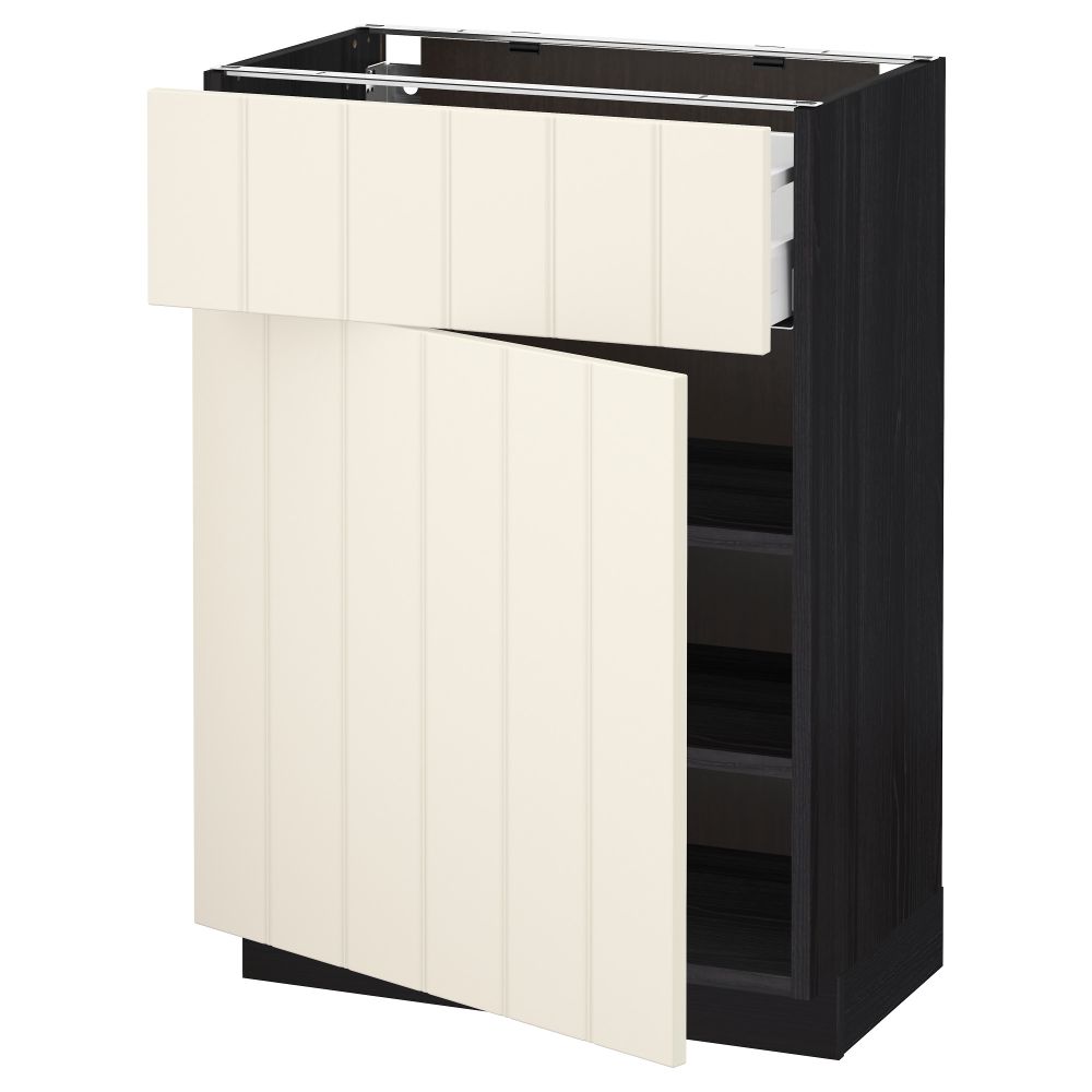 Напольный шкаф с ящиком, дверью МЕТОД / МАКСИМЕРА, черный, Хитарп белый с оттенком - схема-чертеж с размерами