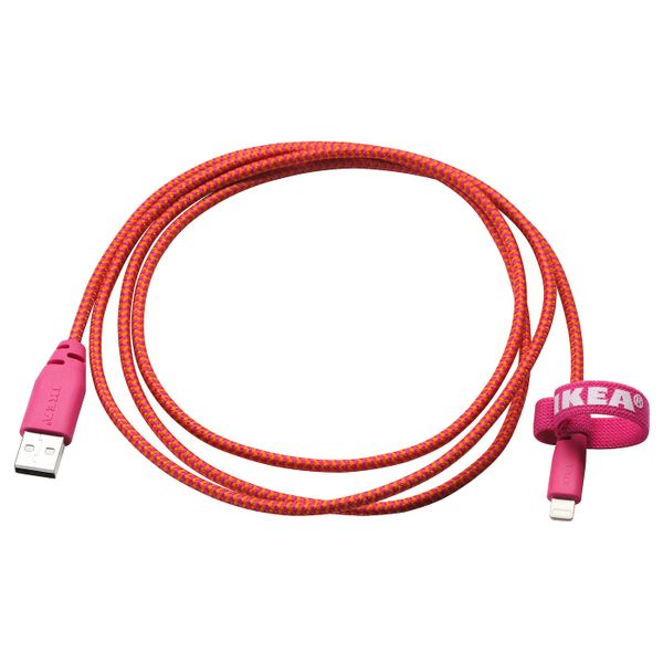 Кабель lightning-USB, розовый, 1.5 м IKEA ЛИЛЛЬХУЛЬТ 404.457.02 - схема-чертеж с размерами