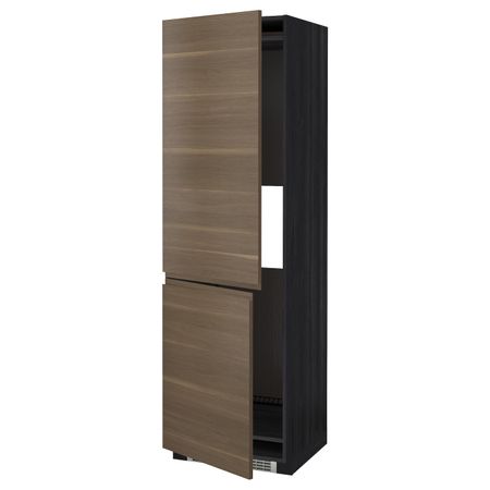 Высокий шкаф для холодильника или морозильн, черный/Воксторп грецкий орех 60x60x200 см IKEA МЕТОД 992.248.07