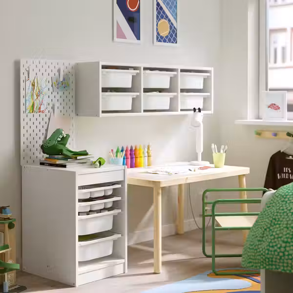 TROFAST Комбинация с контейнерами/лотками - белый/белый 34x44x56 см - фото 2