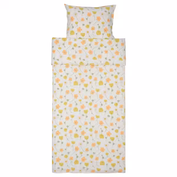 BARNDRÖM Пододеяльник и наволочка - разноцветный/цветочный орнамент 150x200/50x60 см - схема-чертеж с размерами