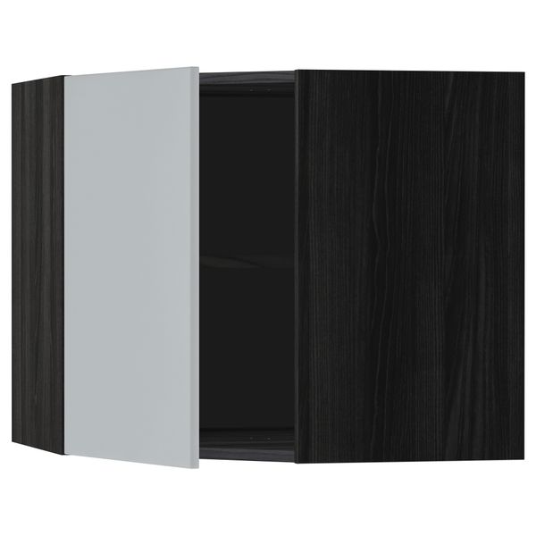 Угловой навесной шкаф с полками МЕТОД, черный, Веддинге серый - схема-чертеж с размерами