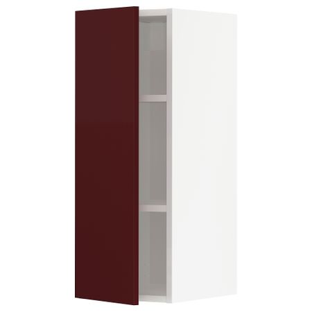 Навесной шкаф с полками, 30x80 см, белый Kallarp, глянцевый темный красно-коричневый IKEA METOD МЕТОД 294.599.17