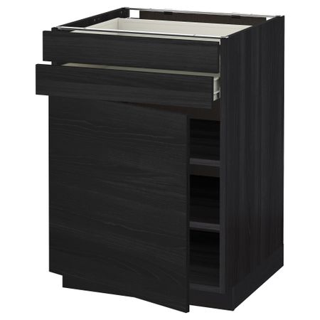 Напольный шкаф с дверцей, 2 ящиками МЕТОД / ФОРВАРА, черный, Тингсрид черный