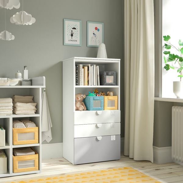Стеллаж, белый серый/с 3 ящиками 60x42x123 см IKEA SMÅSTAD СМОСТАД / OPPHUS ОПХУС 394.205.28 - фото 2