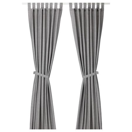 Гардины с прихватом, 2 шт., 140x300 см, серый IKEA LEN ЛЕНDA ЛЕНДА 003.191.78