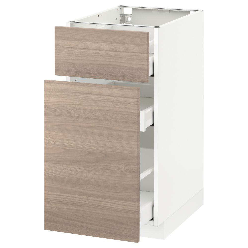 Напольный шкаф, выдвижной секцией, ящик МЕТОД / МАКСИМЕРА, белый, Брокхульт светло-серый - схема-чертеж с размерами