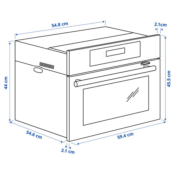 Комбинированный СВЧ с горячим обдувом, ИКЕА 700 IKEA KULINARISK КУЛИНАРИСК 204.168.14 - схема-чертеж с размерами