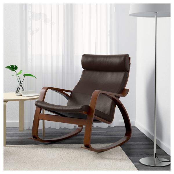 Кресло-качалка ПОЭНГ, классический коричневый, Робуст Глосе темно-коричневый - схема-чертеж с размерами