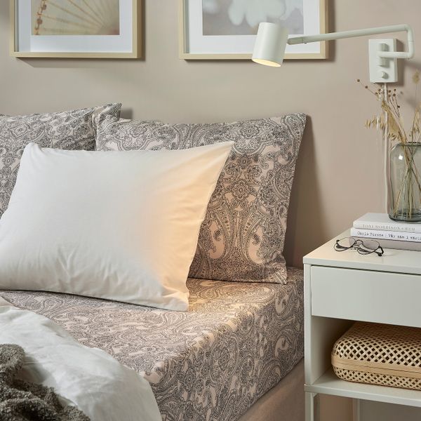 Простыня натяжная, бежевый/темно-серый 90x200 см IKEA JÄTTEVALLMO ЙЭТТЕВАЛЛМО 705.014.66 - схема-чертеж с размерами