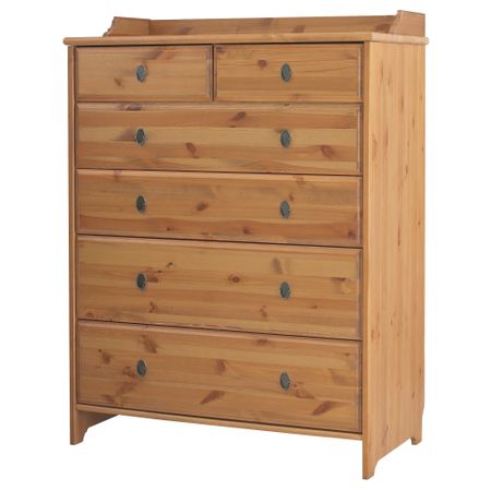 Комод с 6 ящиками ЛЕКСВИК, морилка,антик (95x126 см)